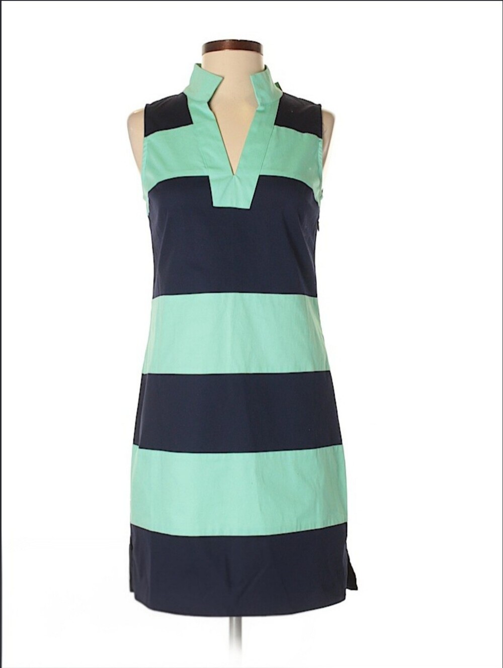 Sail to Sable “Shake It All” Dress – Mint & Navy Stripe-M
